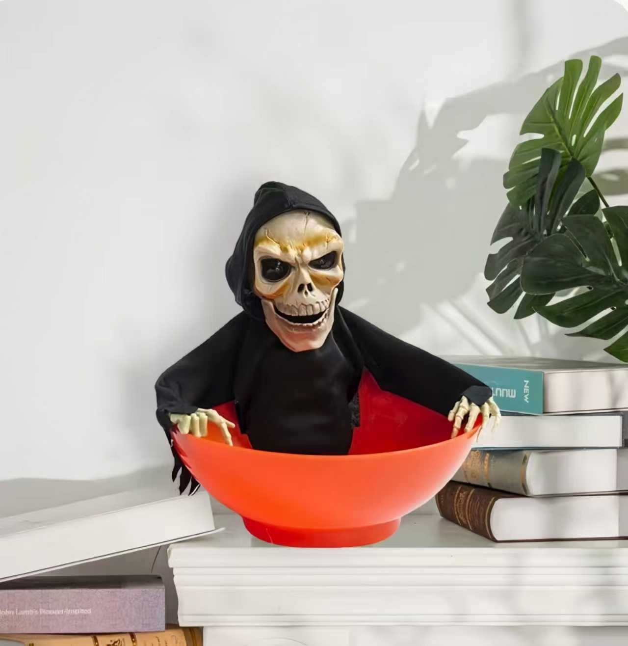 Halloween Haunted Skull Candy Bowl – Walks, Talks & Spooks Your Guests!