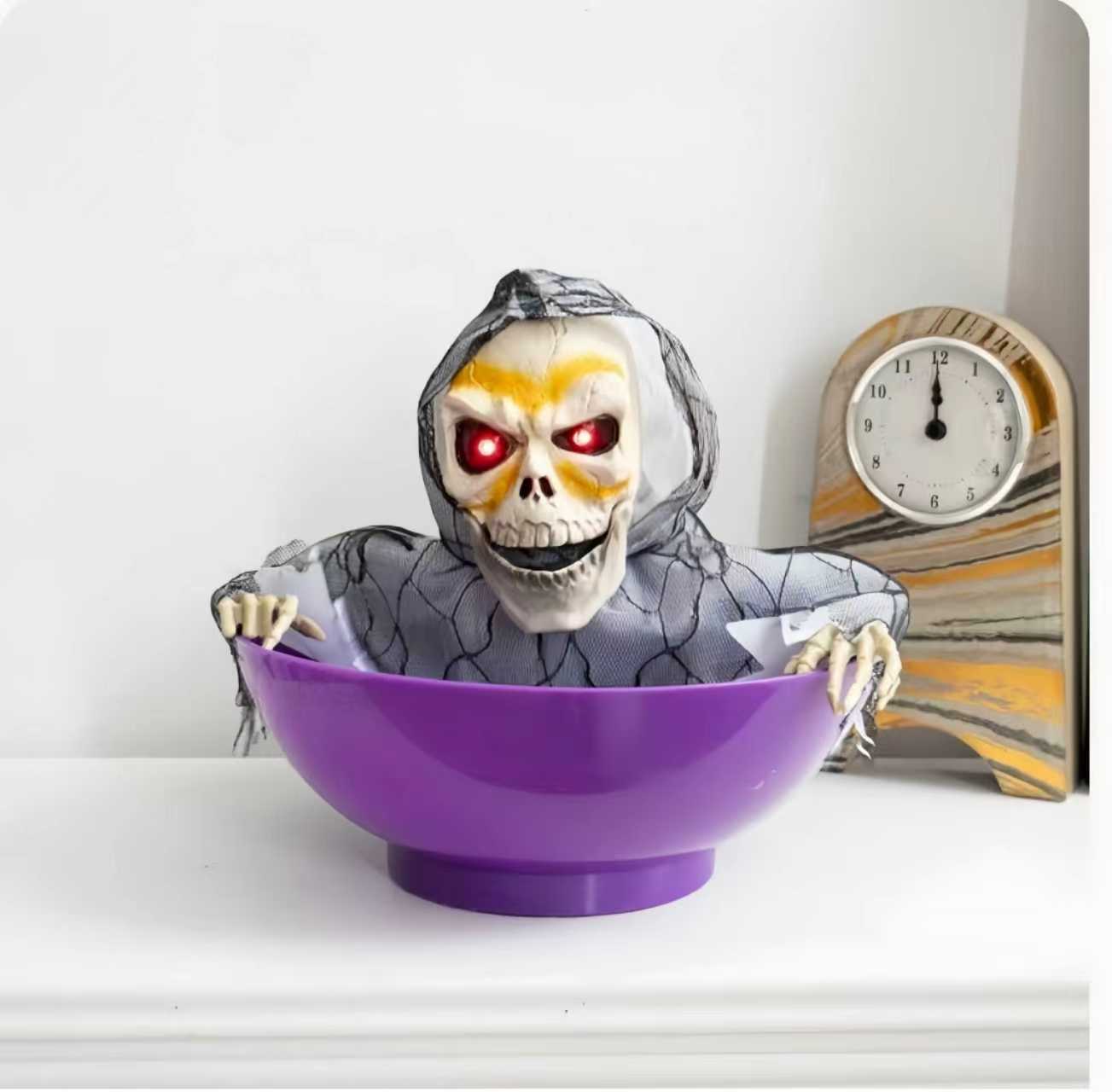 Halloween Haunted Skull Candy Bowl – Walks, Talks & Spooks Your Guests!