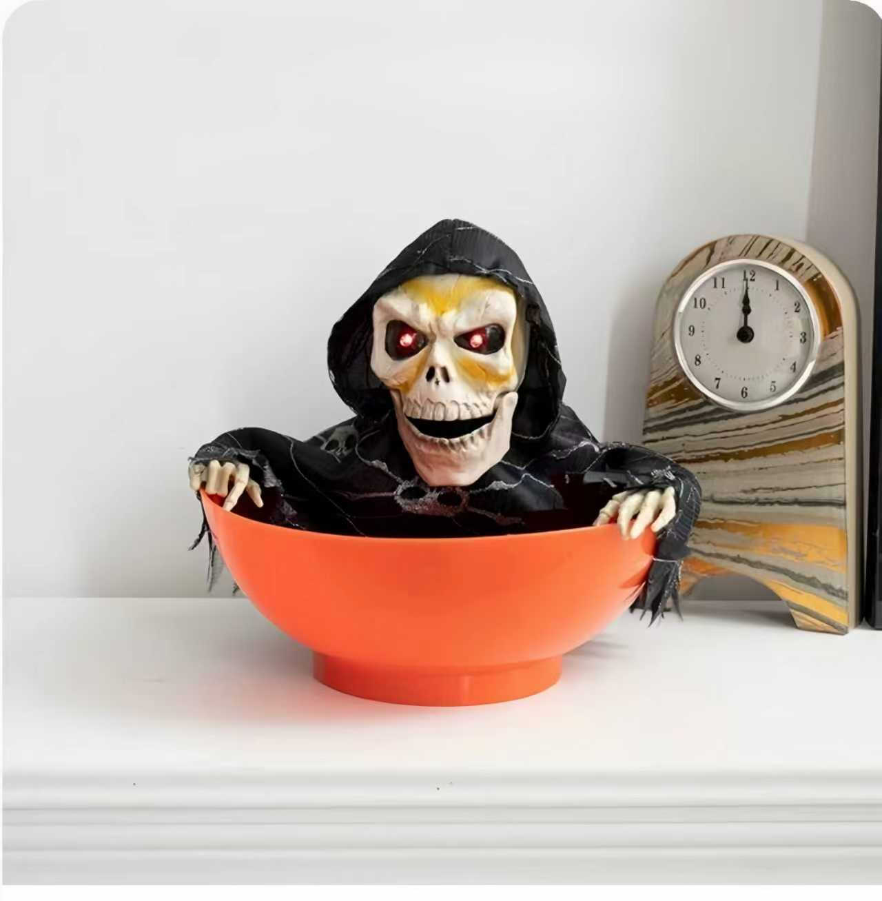 Halloween Haunted Skull Candy Bowl – Walks, Talks & Spooks Your Guests!