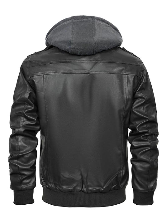 AURION™ Men’s Hooded Leather Jacket – Rugged Warmth Meets Urban Edge