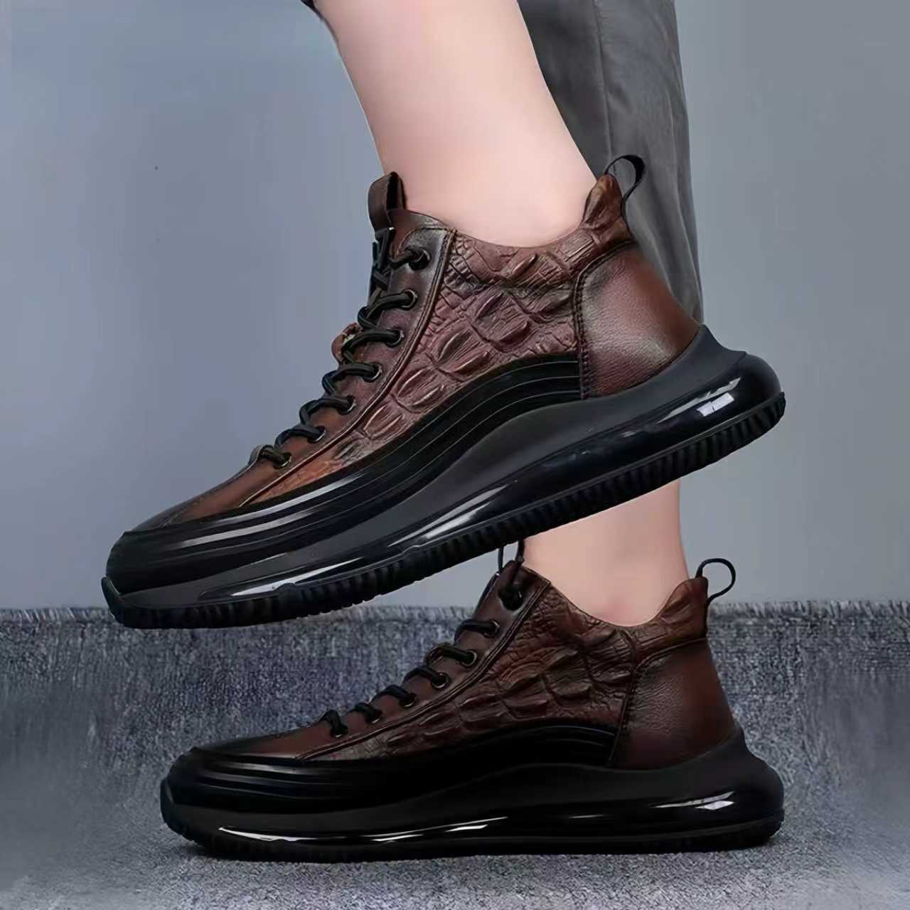 Top-Grain Leather Handmade Shoes – Air-Cushion Sole, Breathable & Lightweight for All-Day Comfort