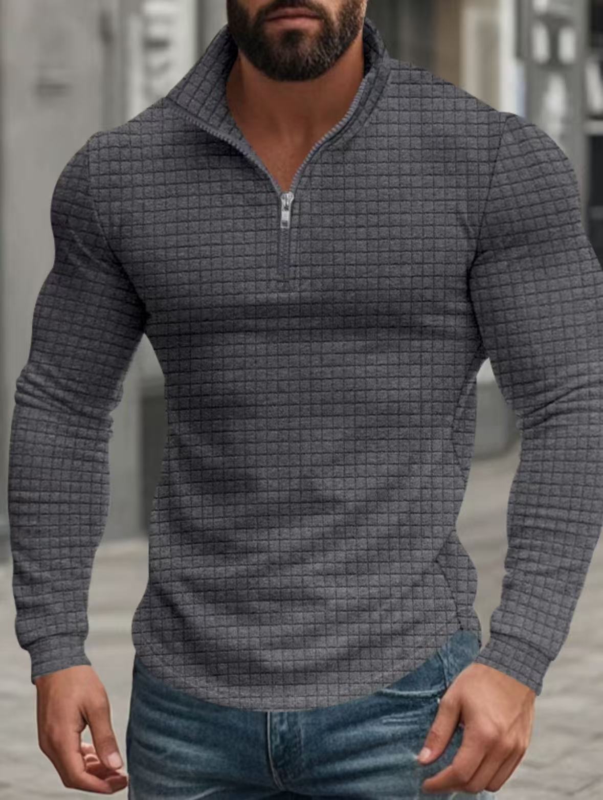 🔥 Men’s Grid Half-Zip Pullover
