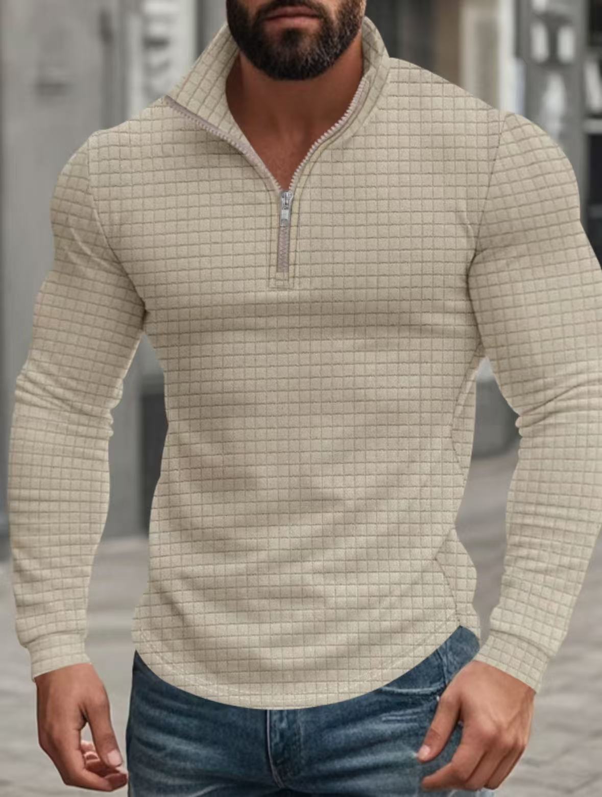 🔥 Men’s Grid Half-Zip Pullover