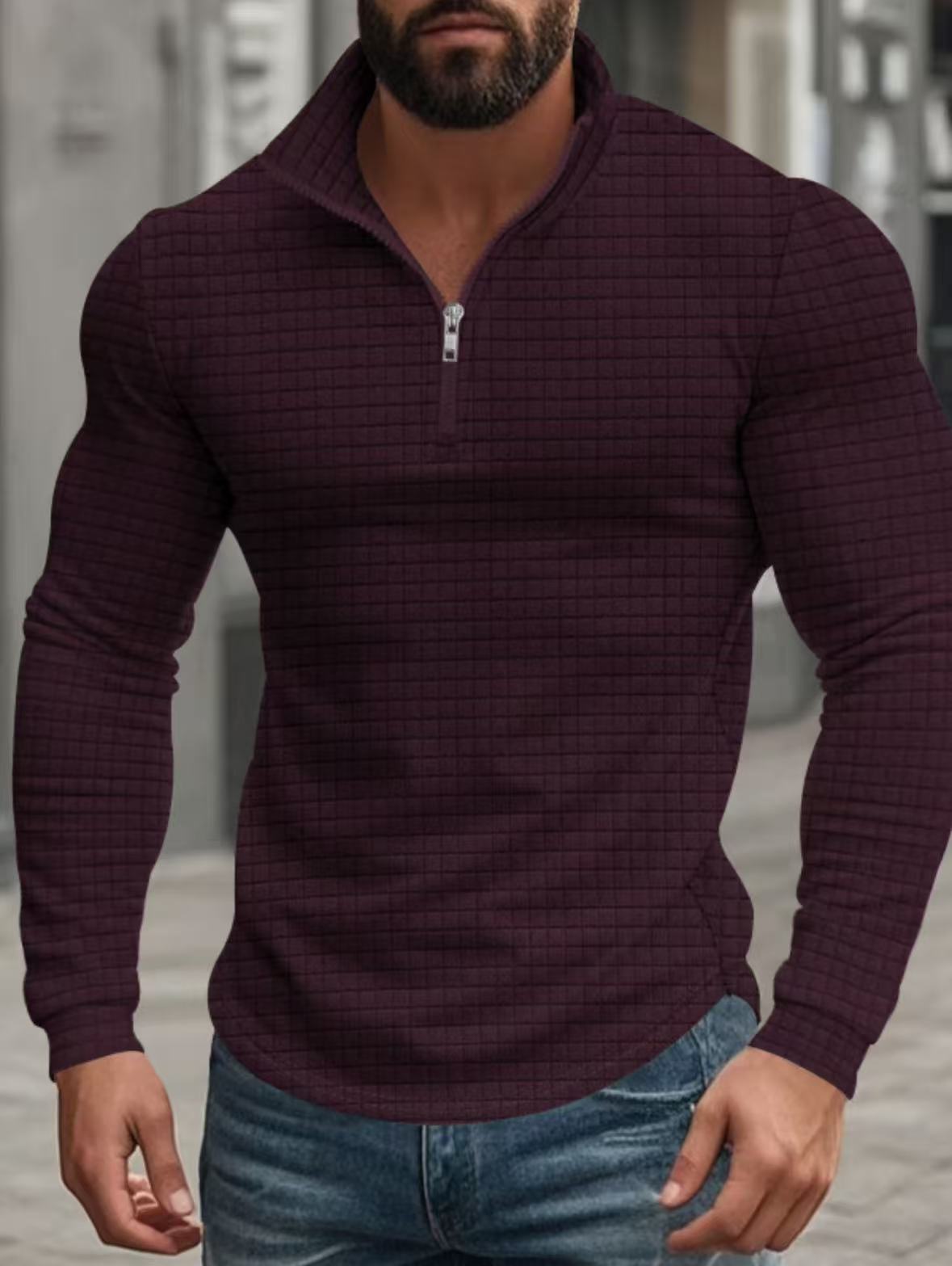 🔥 Men’s Grid Half-Zip Pullover