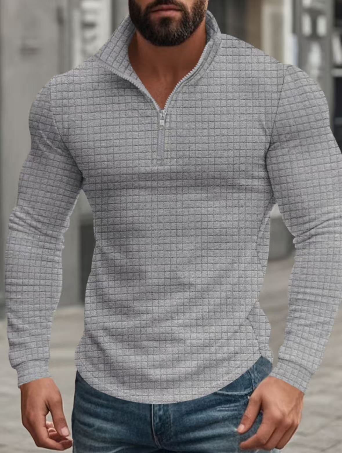 🔥 Men’s Grid Half-Zip Pullover