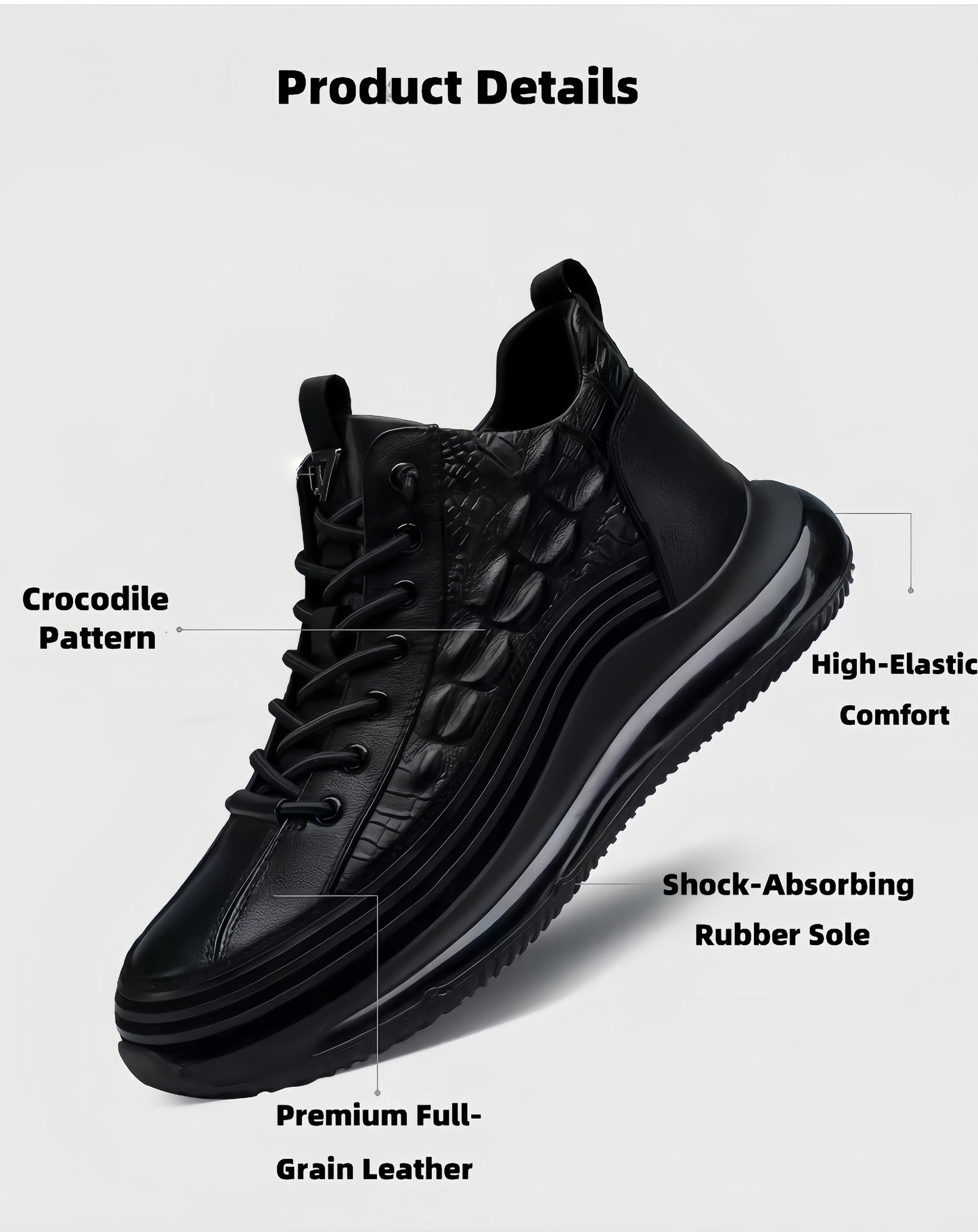 Top-Grain Leather Handmade Shoes – Air-Cushion Sole, Breathable & Lightweight for All-Day Comfort