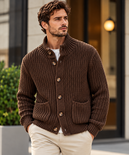 Men's Premium Chunky Knit Cardigan – Timeless Style, Everyday Comfort