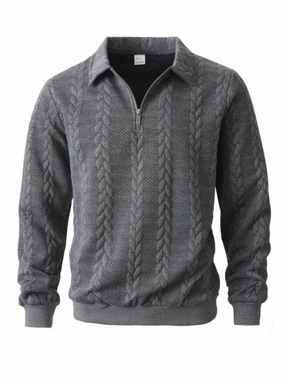 🔥 Men’s Handcrafted 1/4 Zip Cable‑Knit Sweater