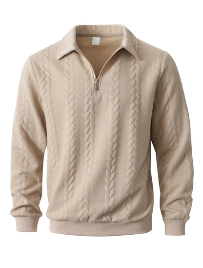 🔥 Men’s Handcrafted 1/4 Zip Cable‑Knit Sweater