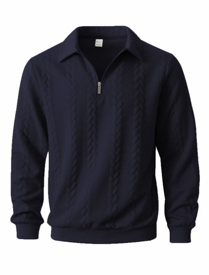🔥 Men’s Handcrafted 1/4 Zip Cable‑Knit Sweater