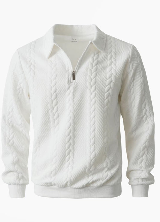 🔥 Men’s Handcrafted 1/4 Zip Cable‑Knit Sweater