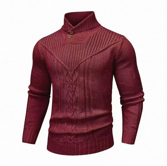 Men’s Heritage Button-Neck Cable Knit Sweater