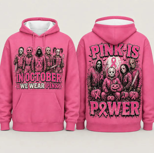 In October We Wear Pink Horror Graphic Hoodie