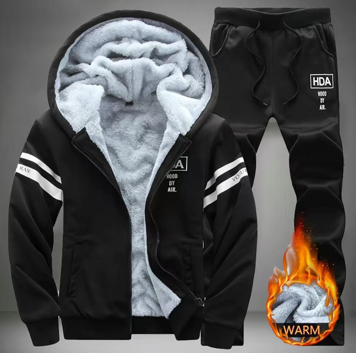 AURION™ Men’s Fleece-Lined 2-Piece Tracksuit Set – Luxury Warmth & Tailored Comfort