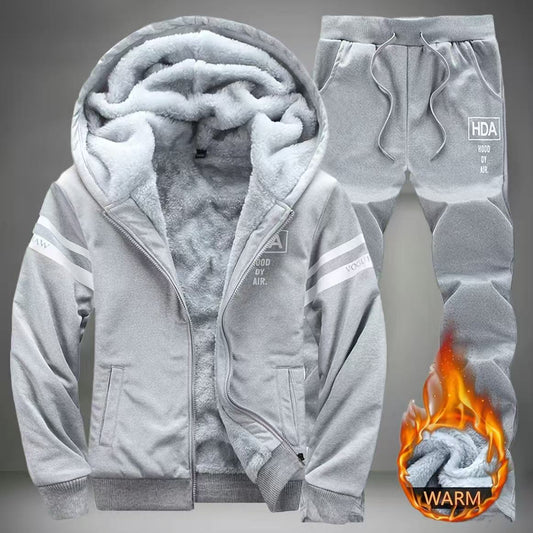 AURION™ Men’s Fleece-Lined 2-Piece Tracksuit Set – Luxury Warmth & Tailored Comfort