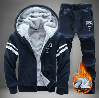 AURION™ Men’s Fleece-Lined 2-Piece Tracksuit Set – Luxury Warmth & Tailored Comfort