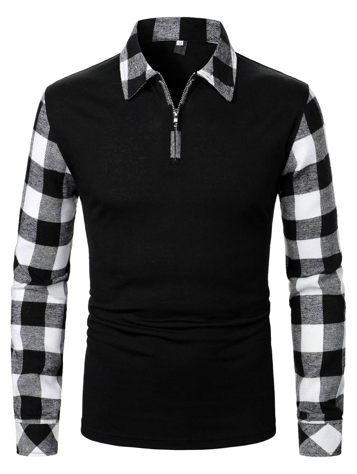 AURION™ Men’s Plaid Patchwork Long-Sleeve Shirt – Bold, Modern & Effortlessly Cool