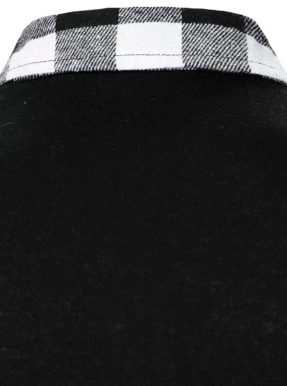 AURION™ Men’s Plaid Patchwork Long-Sleeve Shirt – Bold, Modern & Effortlessly Cool