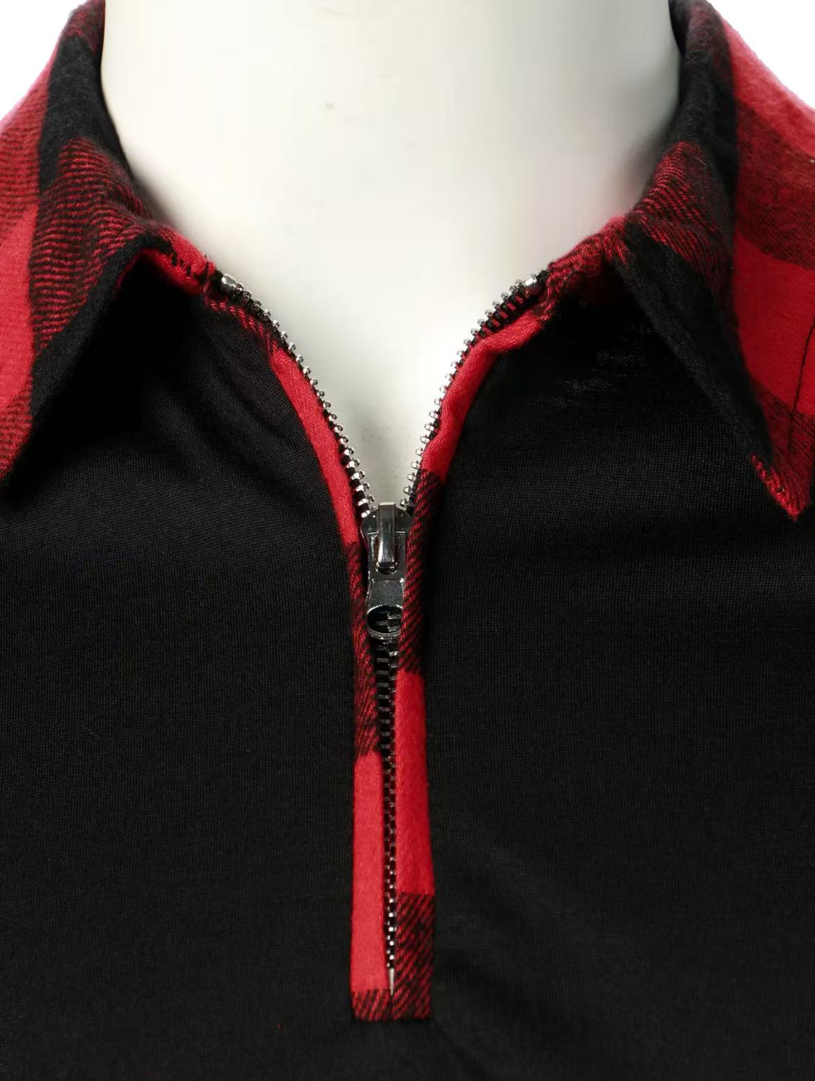 AURION™ Men’s Plaid Patchwork Long-Sleeve Shirt – Bold, Modern & Effortlessly Cool