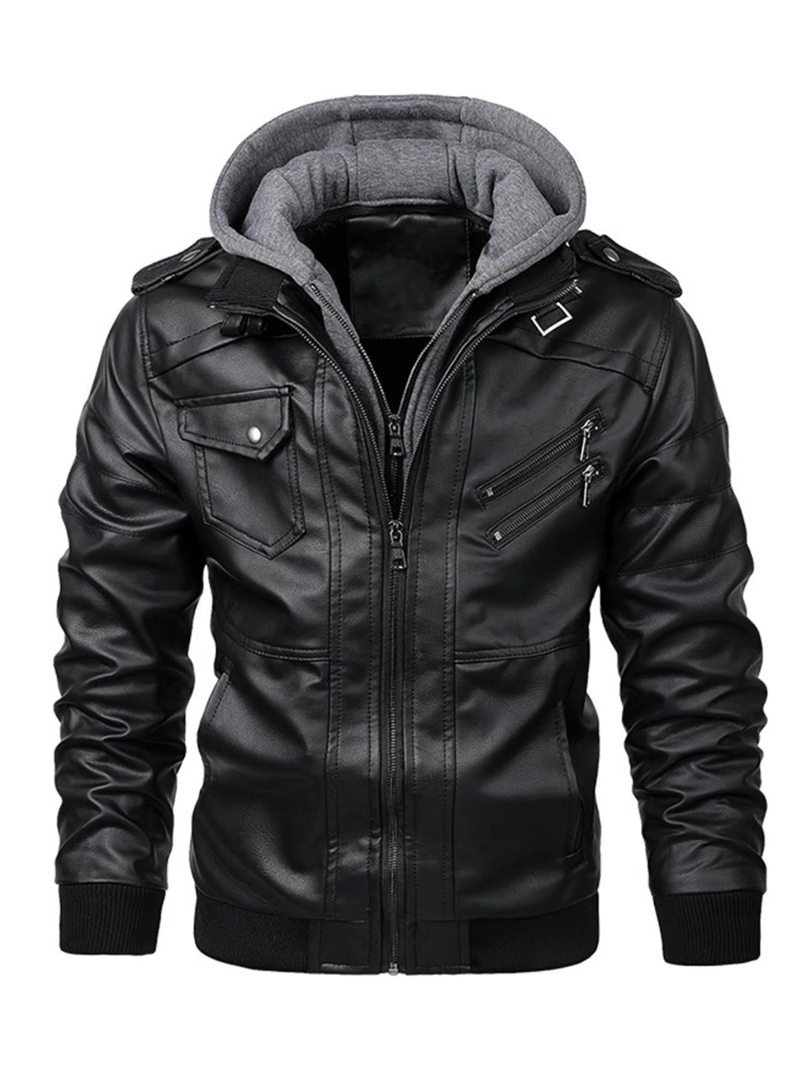 AURION™ Men’s Hooded Leather Jacket – Rugged Warmth Meets Urban Edge