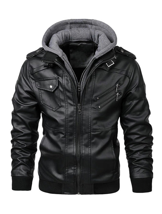 AURION™ Men’s Hooded Leather Jacket – Rugged Warmth Meets Urban Edge