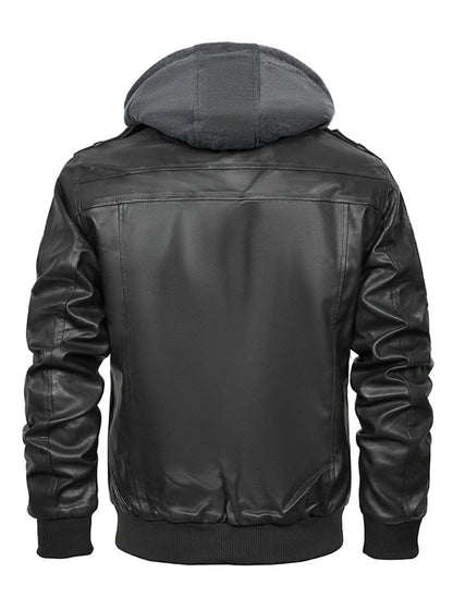 AURION™ Men’s Hooded Leather Jacket – Rugged Warmth Meets Urban Edge