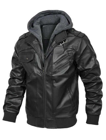 AURION™ Men’s Hooded Leather Jacket – Rugged Warmth Meets Urban Edge