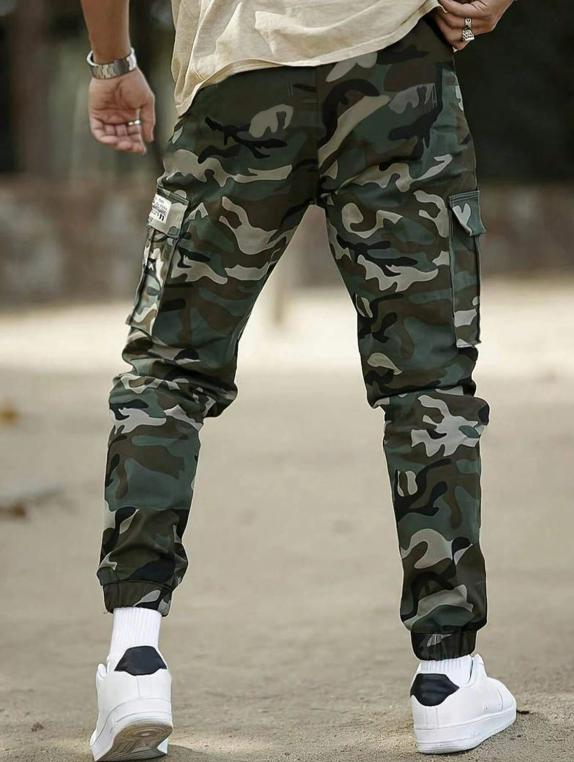 Men’s Tactical Stretch Camo Joggers – Slim Fit Cargo Pants