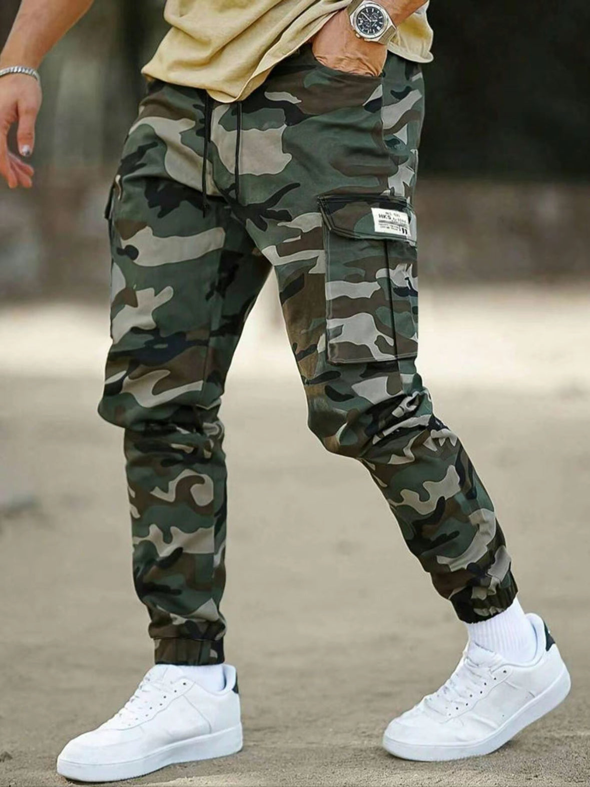 Men’s Tactical Stretch Camo Joggers – Slim Fit Cargo Pants