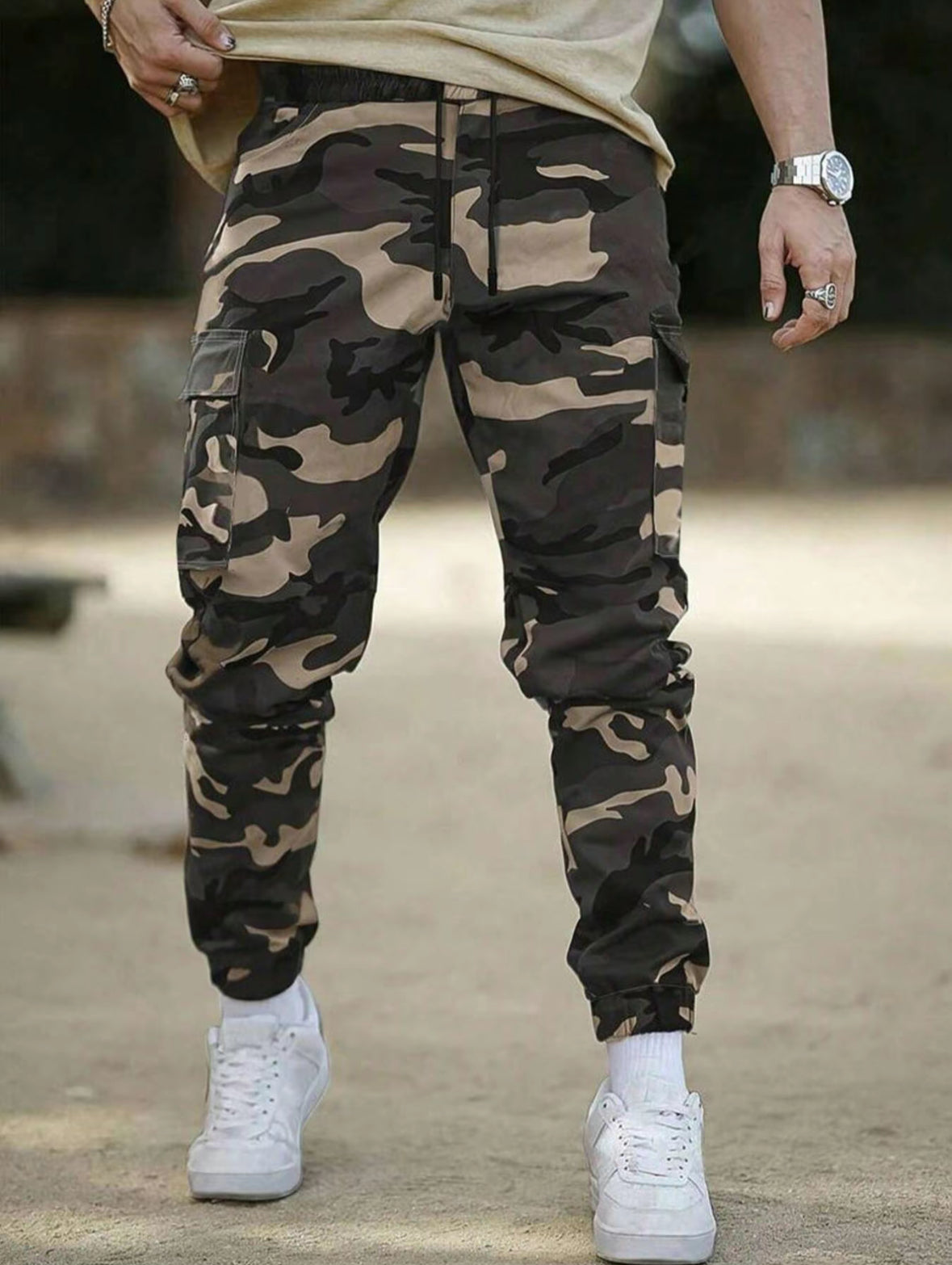 Men’s Tactical Stretch Camo Joggers – Slim Fit Cargo Pants