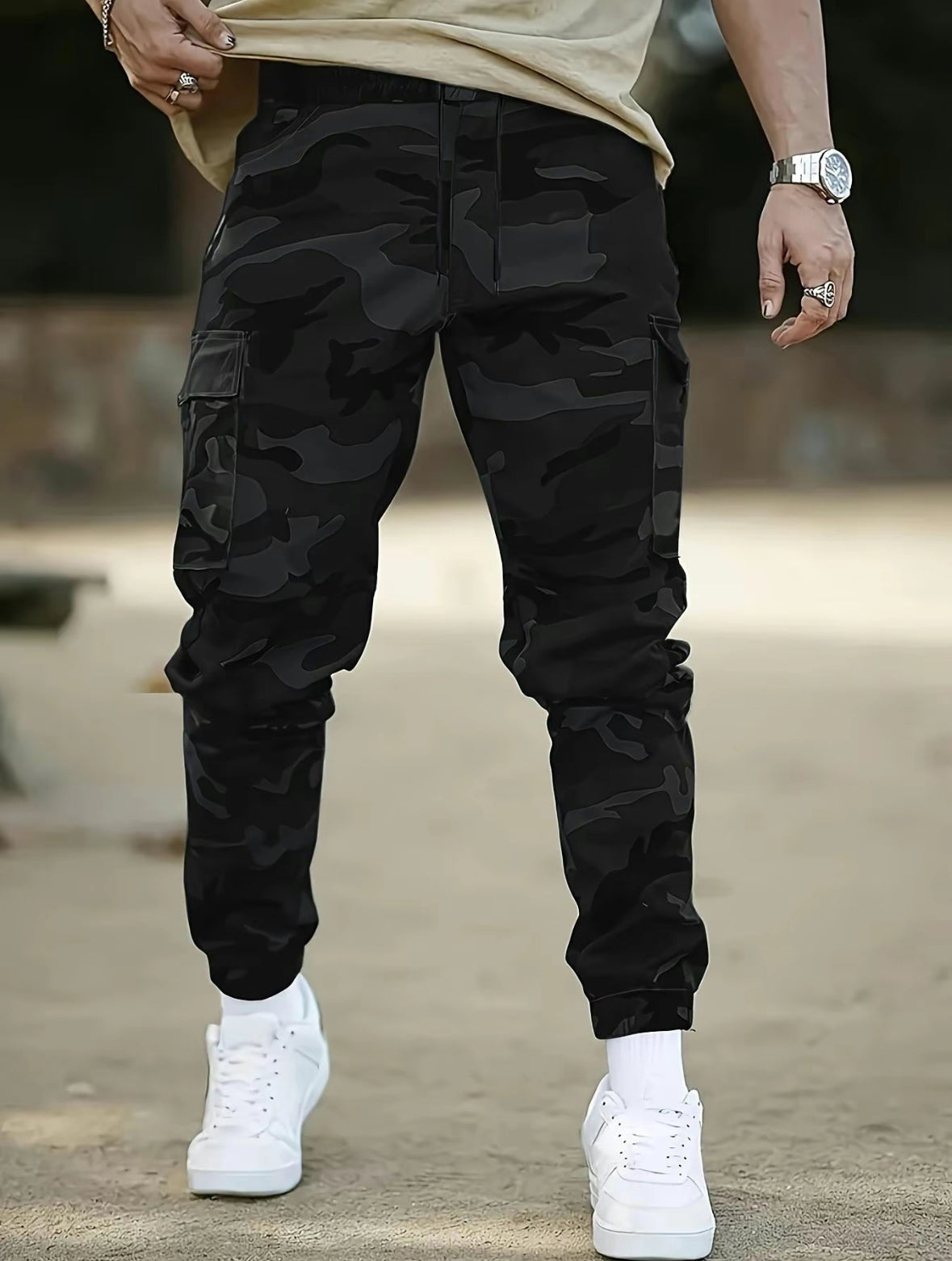 Men’s Tactical Stretch Camo Joggers – Slim Fit Cargo Pants