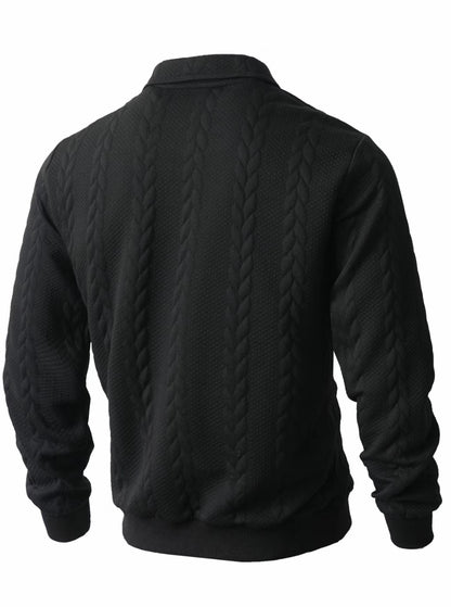 🔥 Men’s Handcrafted 1/4 Zip Cable‑Knit Sweater