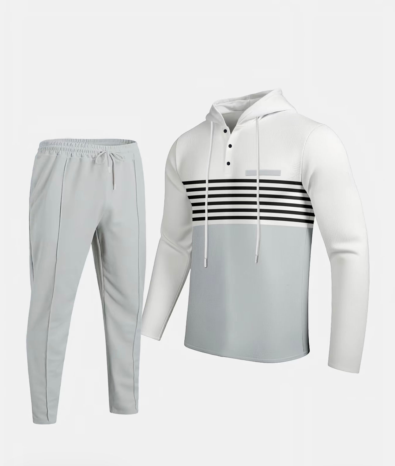 Men's Premium Textured Hooded Henley Jogger Set