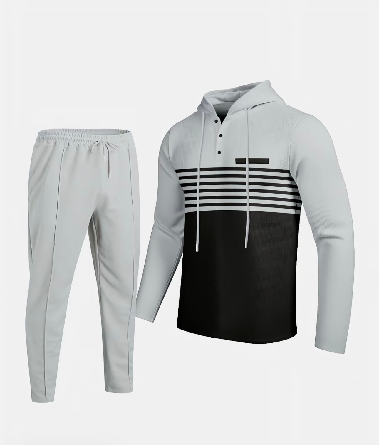 Men's Premium Textured Hooded Henley Jogger Set