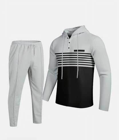 Men's Premium Textured Hooded Henley Jogger Set