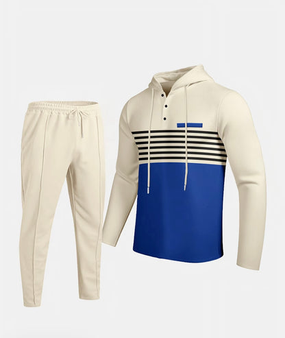 Men's Premium Textured Hooded Henley Jogger Set