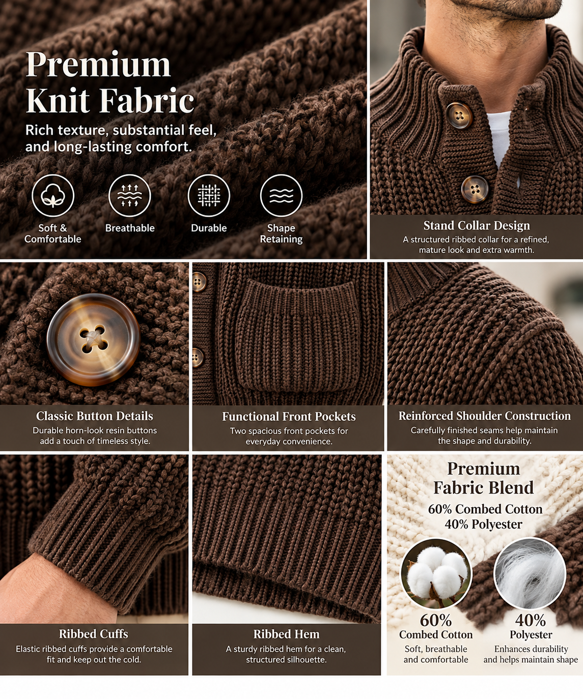 Men's Premium Chunky Knit Cardigan – Timeless Style, Everyday Comfort