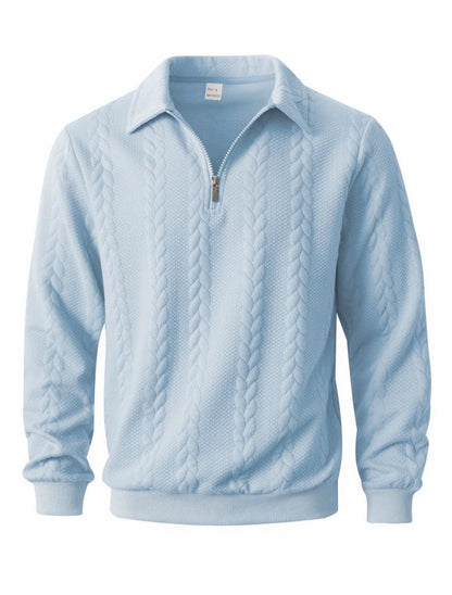 🔥 Men’s Handcrafted 1/4 Zip Cable‑Knit Sweater