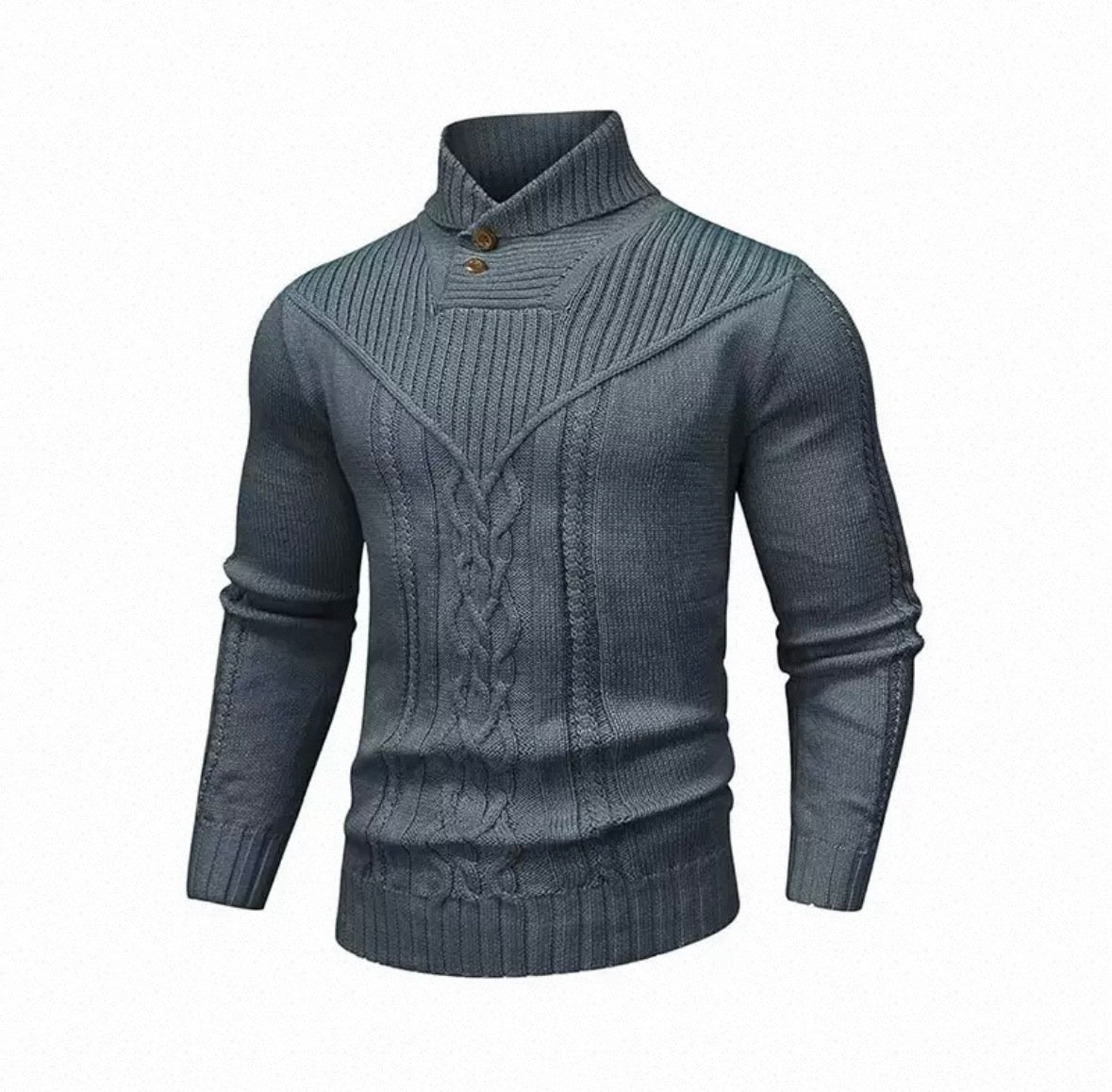 Men’s Heritage Button-Neck Cable Knit Sweater