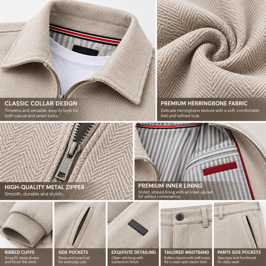 Men's Premium Herringbone Jacket & Pants Set